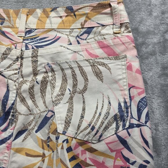 Charlie B Pants Womens 10 Tropical Leaf Print Cropped Zipper Hem Stretch Summer - Picture 4 of 11